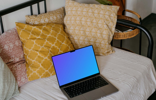 MacBook Pro mockup on a sofa