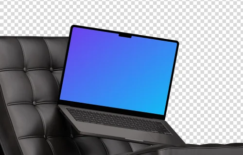 MacBook Pro mockup on leather office chair