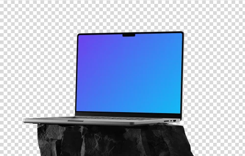 MacBook Pro mockup on textured rock platform