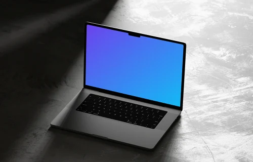 MacBook Pro mockup on textured rock surface