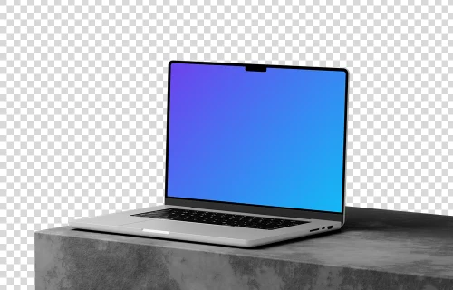 MacBook Pro mockup on textured stone platform