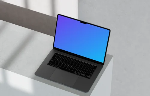 MacBook Pro mockup placed on a marble surface