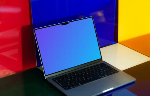 MacBook Pro mockup with multicolored background