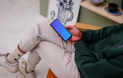 Man reading on Google Pixel mockup