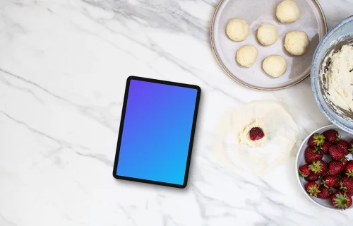 Tablet minimalista mockup na cozinha