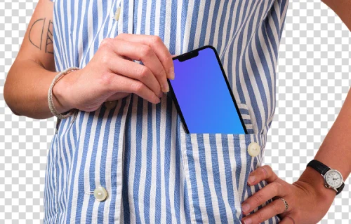 Mockup of iPhone sliding to the pocket