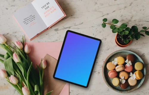 Mother’s Day setup with tablet mockup