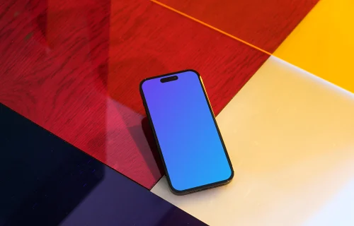 Multicolored background with iPhone mockup