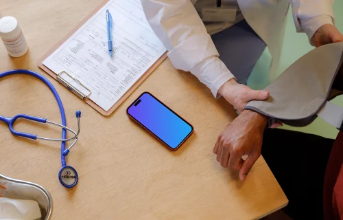 Phone mockup in doctor’s office