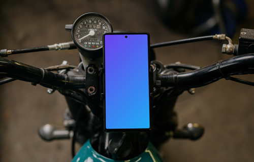 Pixel 6 mockup placed on a motorcycle