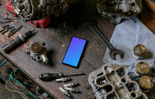 Pixel 6 mockup placed on a work table