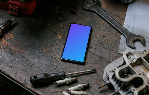 Pixel 6 mockup placed on a workbench