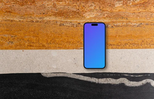 Smartphone mockup against textured wall and floor