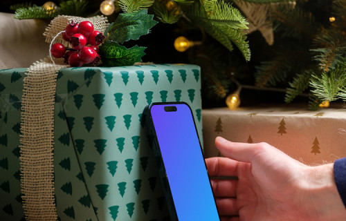 Smartphone mockup y regalo de Navidad