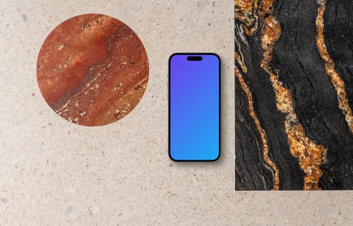 Smartphone mockup on dual-textured background