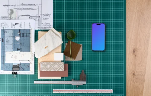 Smartphone mockup with architect's planning tools