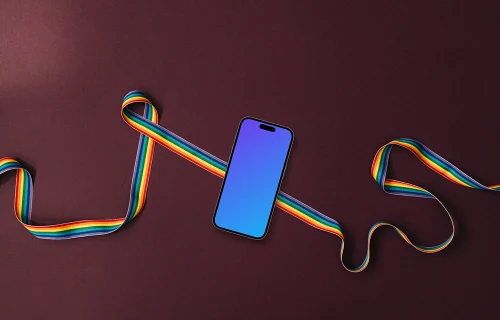 Smartphone placed on a twisted pride ribbon