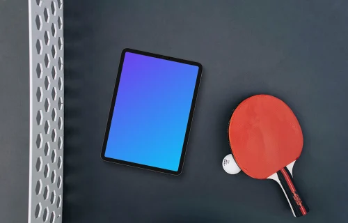 Tablet mockup on the Ping Pong table