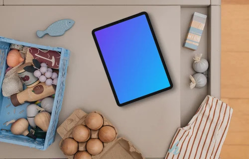 Tablet mockup with children's toys
