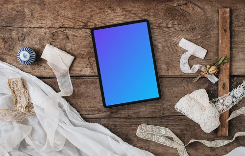 Tablet mockup with wedding decor