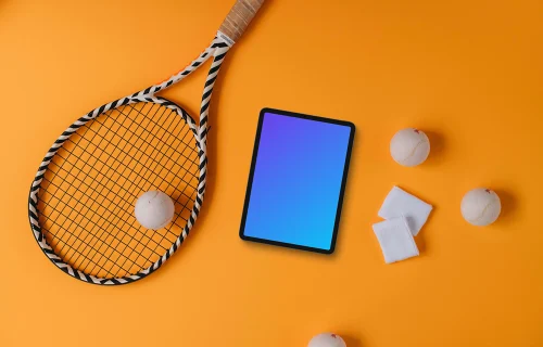 Tennis game tools with tablet mockup