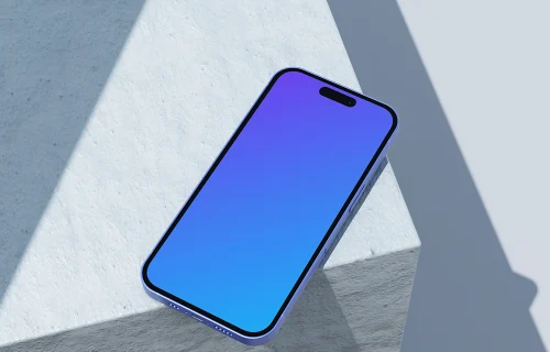 Ultramarine iPhone 16 mockup on concrete with shadows