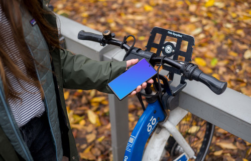 Unlocking bike with Google Pixel 6 mockup