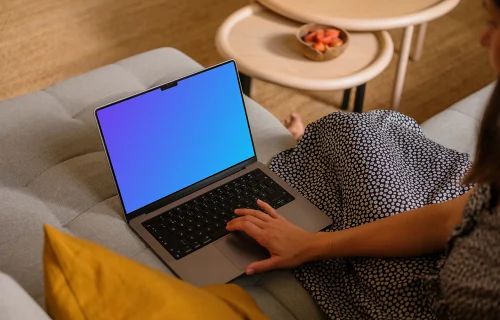 Woman hand scrolling on MacBook Pro mockup