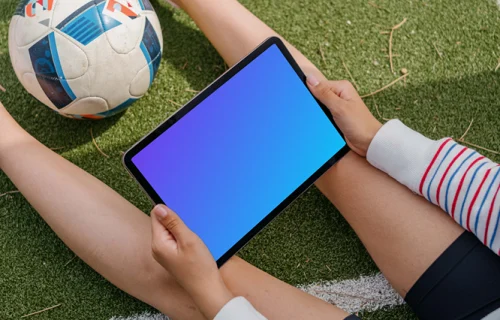 Woman reading on a tablet mockup