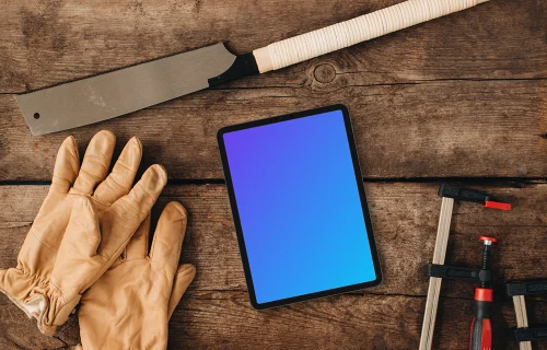 Workshop with tablet mockup