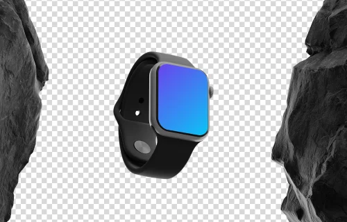 Apple Watch mockup with textured rock background