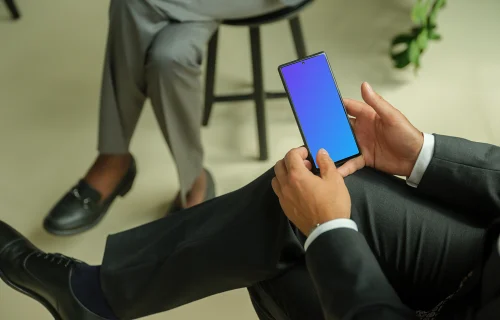 Businessman working on a Google Pixel 6 mockup