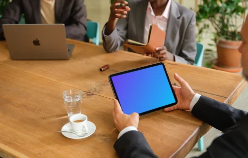 Businessman working on a tablet mockup