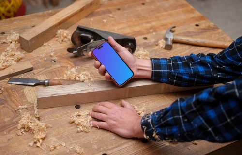 Carpentry workshop and the iPhone mockup
