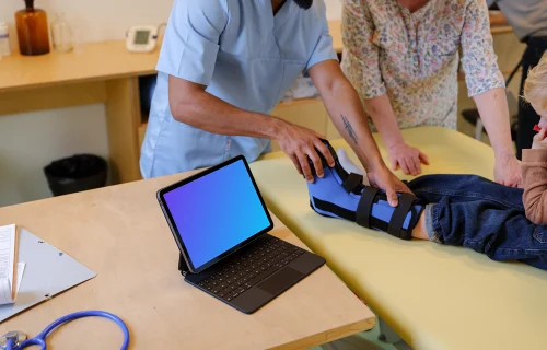 Children's doctor's office and tablet mockup