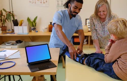 Children's doctor's office with iPad mockup