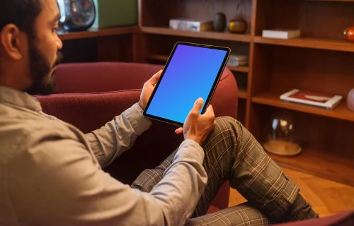 Cozy office setting with a iPad mockup