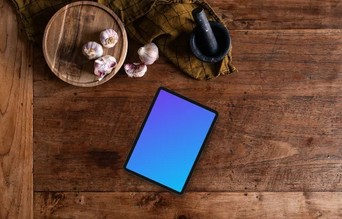 Culinary-inspired flatlay iPad mockup