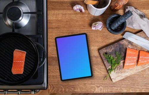 Dinner styled tablet mockup
