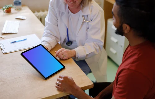 Doctor holding a tablet mockup