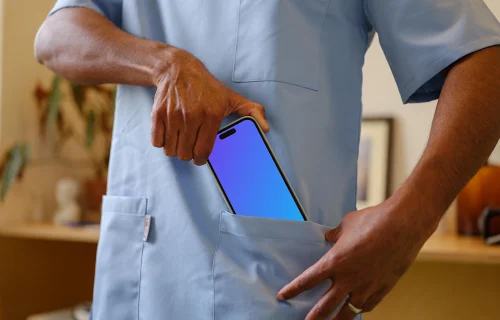 Doctor with the iPhone 14 Pro mockup