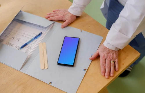 Doctor’s office with a smartphone mockup