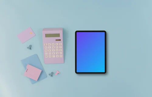 E-Commerce tablet mockup with light blue background