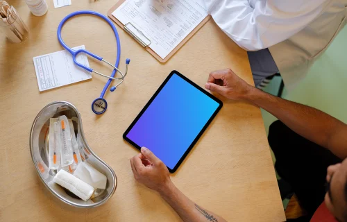 Examination at the doctor with iPad mockup