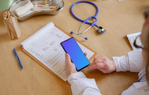 Female doctor working on the phone