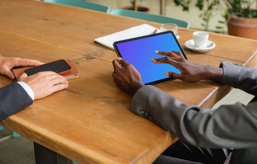 Female entrepreneur working on a tablet mockup