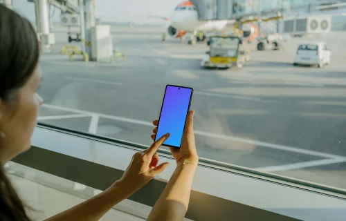 Female typing on a Google Pixel 6 mockup
