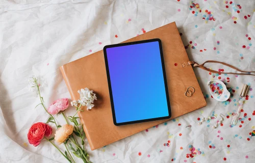 Free iPad mockup with wedding theme