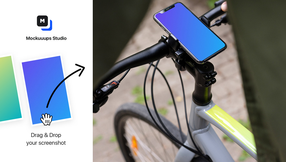 Download Front view of iPhone 11 Pro mockup in bike mount while ...