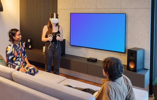 Gaming Television mockup in a modern living room